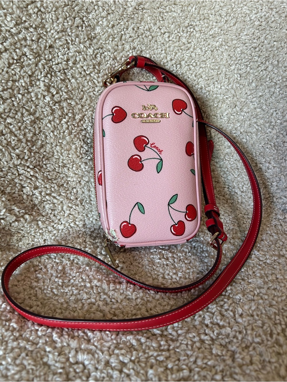 Coach Pink Cherry Print Crossbody